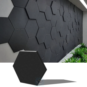 1Pcs Hexagon Soundproof Panel Acoust Insulation Absorcion Material PanelSound Absorbing Panels for StudioHomeAcoustic Panel Wall DIY(30x26cm Easy Install)9mm Thick