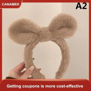 【CANAMEK】 New tai thỏ sang trọng Headband phụ nữ rắn màu sang trọng hairband tóc Hoop cô gái thời trang trang điểm Phụ kiện tóc