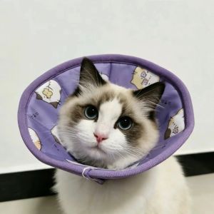 IPIE2 Breathable Pet Elizabeth Collar Cartoon Pattern Adjustable Cat Protection Collar Pet Accessories Waterproof Cat Head Cover Wound Recovery