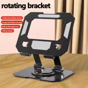 (HD1)A 360-degree rotating metal laptop stand designed for desk use featuring cooling support. 360 Putaran Stand Laptop Logam dengan Sokongan Penyejukan untuk Kegunaan Meja