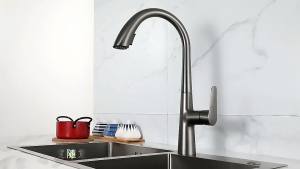 SXH Gunmetal gray pull-down kitchen faucet cold and hot water for kitchen sinks with rotating and extendable spout available in black and white