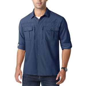 MAGCOMSEN Đàn ông UPF 50 + Áo sơ mi chở hàng Safari Nhanh khô Lưới thoáng khí Dài tay Túi Zip Ngoài trời Đi bộ đường dài Câu cá Áo khoác 2026