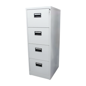 Jersey FC-4D Filing Cabinet 4 Drawer Beige Black & Gray | 46x62x132cm Lockable Vertical Steel Office Storage