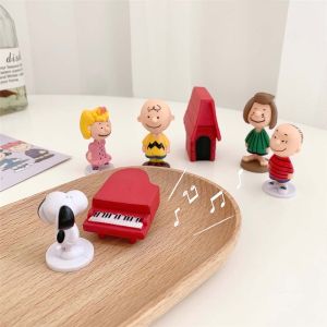 [12pcs] Snoopy cartoon retro decoration creative desktop decoration hand-made ins Snoopy doll small cute doll model DIY gardening micro landscape succulent landscape cake