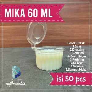 Tempat Saus Plastik 60 ml + Tutup Sambung 1 dus isi 40 pack Cup Sambal Sauce / Cup Sauce / Cup Puding / Container Isi 50 pcs Tahan panas Set Tutup/ Anti bocor
