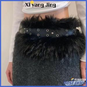 XYJ Flash Sale Home New retro punk Y2K Fluffy Faux lông vành đai thắt lưng phụ nữ thời trang phụ kiện PU da Dây thắt lưng Phong Cách Gothic