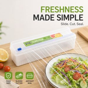 Cling Film Dispenser With Sliding Knife For Aluminum Foil Baking Paper Kitchen Cutting Tool