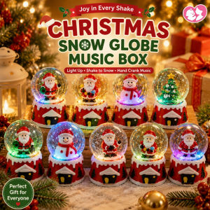 Christmas Snow Globe Music Box LED Light  Hand Crank Santa Mini Water Globe Christmas Decoration