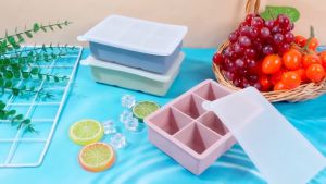 Silicone Cube Mold BPA Free Large Square Ice Tray Reusable Fridge Ice Making Molder