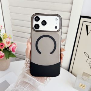 Splicing 2IN1 Matte For Magsafe Case For iPhone 17 Air 16 15 14 13 12 11 Pro Max Plus Magnetic Hard PC Back Translucent Cover
