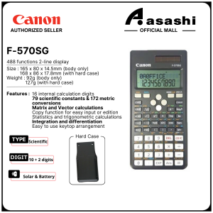 [488 Functions] CANON F-570SG Scientific Calculator Original (Genuine) - same level Casio FX-570MS - with Solar & Battery Power