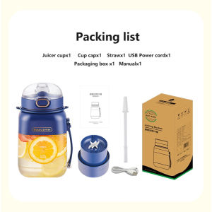 Kawu juice blender mini portable blender 1L Stainless steel knife head Crush ice Double lid Food grade material Type-c