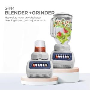 【COD】2 IN 1 Blender and Spice Miller 1.5L 300W Heavy Duty Ice Crusher Juicer 4 Speed Pulse Control Small Food Grinder Blender For Home Kitchen Baby Food Family Smoothie Shakes