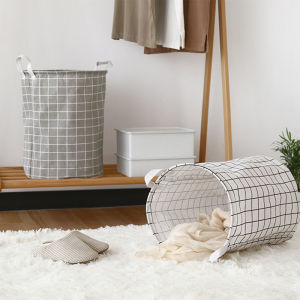 [SG] Homy Foldable Laundry BasketCotton and Linen Waterproof Portable Storage Bag for Dirty Clothes Toys Large Capacity Storage Bucket Washing Hamper With Handle For Household Storage Bag