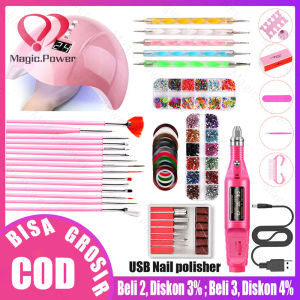 Set Pengering Kuku Elektrik Set Kuku 36W USB UV LED Pengering Kuku Elektrik Bor Kuku Kuas Dotting Kuku Pena Stiker untuk Alat Seni Kuku