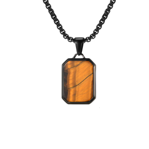 Modern Necklace Stainless Steel Mens Necklace Geometric Rectangular Pendant Neck Suitable for Everyday Wear