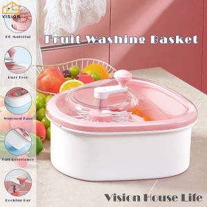 Vision Multifunctional Fruits Wahser Drain Basket Manually Vegetable Dehydrator Hands-free Washing Machine for Grape Potato Tomato Salad Spinne Kitchen Tool Spinner
