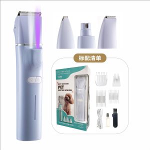 AU Bộ tông đơ cắt lông thú cưng tông đơ cắt lông chân mèo 4 trong 1 tông đơ điện đồ dùng thú cưng LED Kiểm tra bệnh nấm mèo bằng đèn