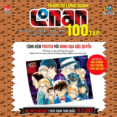 Poster Conan kỉ niệm tập 100 ( kèm ống tube )