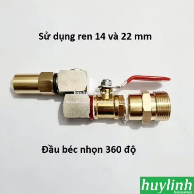 Đầu béc 360 độ phun rửa máy lạnh điều hòa Ren 22 và 14 cho máy xịt rửa xe