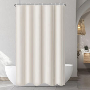 【12H Ship】180x180cm Tirai Mandi Kalis Air Bilik Mandi Bathroom Waterproof Shower Curtain Black White Gray Blue Beige Brown Pink Green Purple orange Gradant Striped Plaid Carton Plant Flowers Leaves waffle Polyester Waterproof Shower Curtain With 12 Hooks