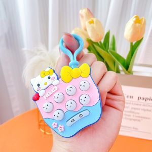 Sanrio Mini Whac-A-Mole Game Keychain Kuromi Melody Pop It Electronic Speed Quick Push Game Pocket Size Fidget Gift Toy Boy Girl