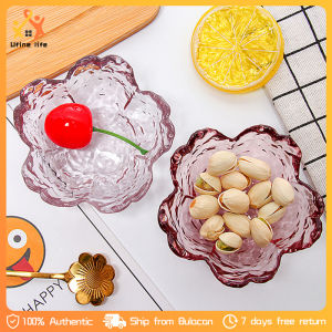2pcs Mini Glass Dish Japanese Style Cherry Blossoms Glass Sauce Bowl Mini Seasoning Plate