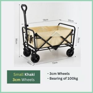 Campro™ Camping Trolley Large Capacity Heavy-Duty Foldable 360-Rotating Thick Wheels Sturdy Steel Frames