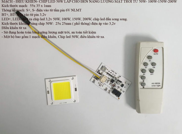 MẠCH + Điều khiển + Chip led 50W linh kiện lắp cho đèn năng lượng mặt ...