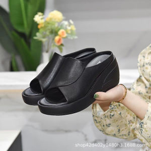 IELGY wedge heel sandals womens new real soft leather summer muffin thick soles