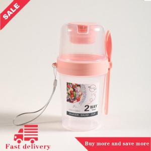 [COD] Bữa ăn sáng trái cây Yến Mạch Sữa chua salad cup với nắp và muỗng hai lớp thực phẩm lưu trữ Bento hộp thể Dục Giảm Béo côn bát
