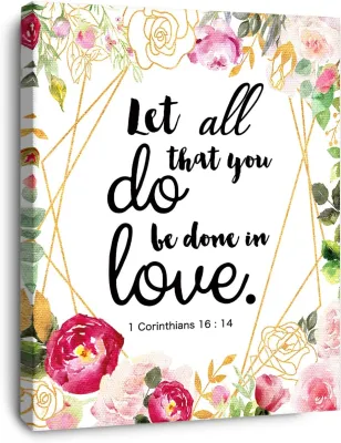 Psalm 4:8 I Will Lie Down And Sleep in Peace Canvas Wall Art - Bible Verse Scripture Prints for Christian Home Bedroom Office Church - Religious Wall Decor