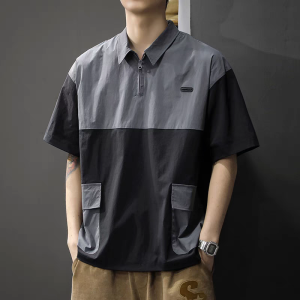 NCE New Double Color Short Sleeve Polo Shirt Mens Top Large Multi Pocket Handsome T-shirt Summer Quick Drying Half Sleeve