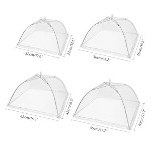 Square Folding Mesh Food Cover Removable and Washable Dining Table Cover Prevent Mosquitoes Flies and Insects