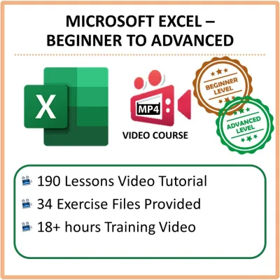 [Video Course] Microsoft Excel Beginner To Advanced Training Course [190 Lessons Video Tutorial]