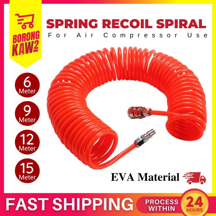 7m Compressor Hose Coil Recoil Pressure Resistant Durable