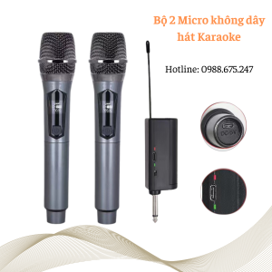 Bộ 2 Micro không dây hát Karaoke Sạc nhanh trong 3 giờ với chân sạc Type- C sử dụng liên tục  8 tiếng. Phạm vi thu tiếng lớn. Bảo Hàng Chính Hang 12 tháng.
