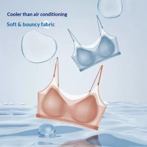 YZLong Ultra-thin Seamless Ice Silk Bra for Women with Thin Straps Breathable Backless Sleep Bra