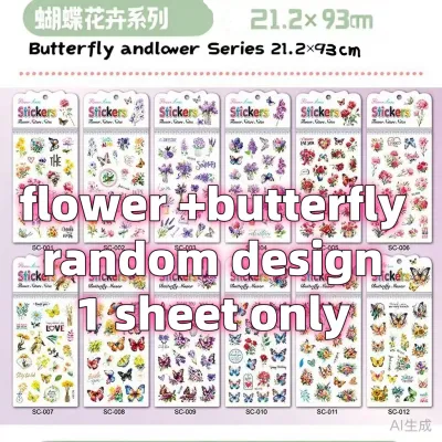 6sheet(more than 40ps) Vintage Butterfly PET Stickers Scrapbook DIY Crafts Journal butterfly sticker
