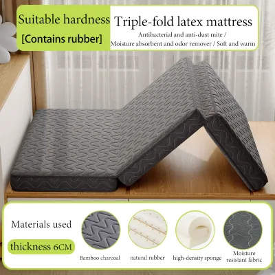 DreamHug Three ply Foldable Latex foam Mattress bed 10 years warranty Trifold 3 inches Thick