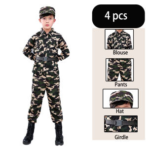 Army Costume for Kids boys Police Military Costume Set with Accessories - Camouflage Uniform for Boys & Girls - Pretend Play & Stage Performance Outfit