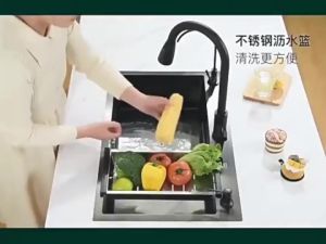 [SG Seller]Gun Gray Kitchen Nano Sink 304 Stainless Steel Household Sink  With Kitchen Faucet Drain AccessoriesFast shipping