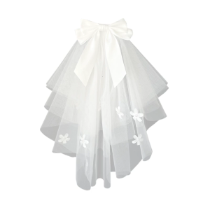 Elegant Bridal Veil Women Wedding Ceremony Bowknot Flower Bride Veil for Bachelorette Party Wedding Photo Accessories