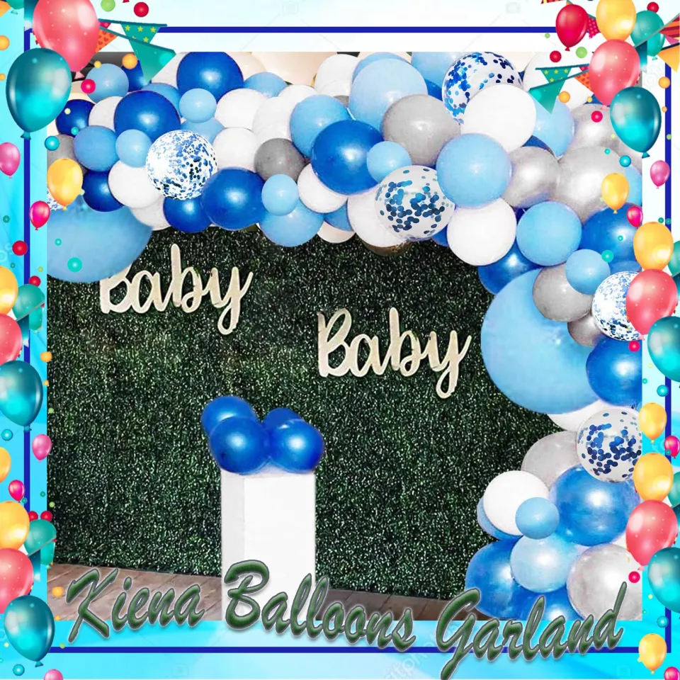 Baby Shower Decorations Boy | 129 Piece Kit with Birthday Balloons | Blue  Balloon Arch| Navy Blue Balloons| Baby Blue Balloons| Blue Balloon Garland  