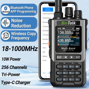 BINTOLK BT8200 10W Tri Power Walkie Talkie TX/RX Long Range Full Band Bluetooth Phone APP Programming Noise Reduction Two Way Radios NOAA