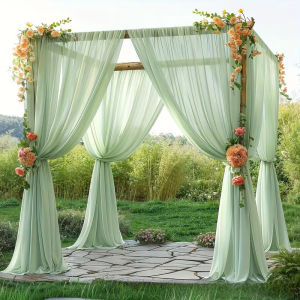 BHQ 0.75*6M Wedding Arch Crystal Organza Sheer Backdrop Polyester Tulle Hang Cloth Decoration Hanging Tulle