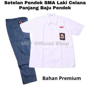 Setelan Sekolah SMA Laki Laki Premium Celana Abu SMA Panjang Baju Putih Pendek SMA Seragam Sekolah
