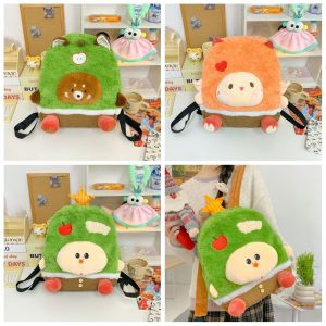 THOMA ลำลองแบบสบายๆ กระเป๋าเป้สะพายหลังลายการ์ตูน ตุ๊กตา3D คาวาอิ กระเป๋านักเรียนของนักเรียน สร้างสรรค์และสร้างสรรค์ เป้สะพายหลัง กระเป๋าสะพายไหล่ผ้ากำมะหยี่ สาวๆ