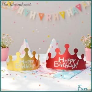 【The Warmheart】 25PCS Creative Happy Birthday Hat Crown Cap DIY Handmade Party Decor Photo Prop For Adult Kids Cake Ornament