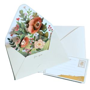 GONUUWGL 3D Flower Pop-up Greeting Cards Postcard with Envelope Invitation Card Creative Hot Stamped Valentines Day Greeting Cards Thanksgiving